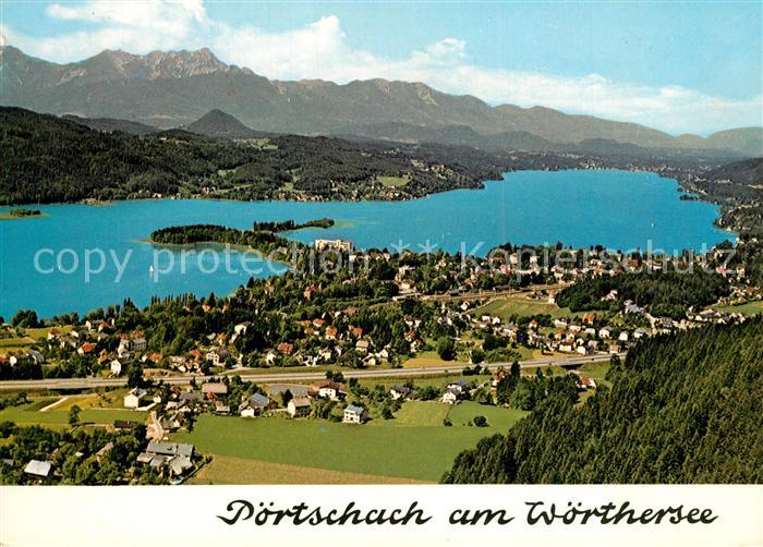 Poertschach Woerthersee Panorama mit Karawanken Fliegeraufnahme