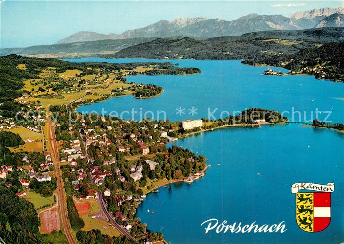 Poertschach Woerthersee mit Maria Woerth und Karawanken Fliegeraufnahme