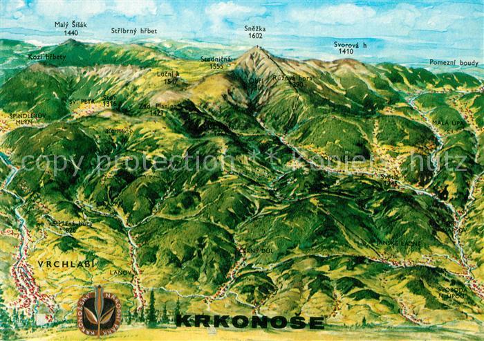 Vrchlabi Vychodni Krkonose Panorama Riesengebirge aus der Vogelperspektive Kuens