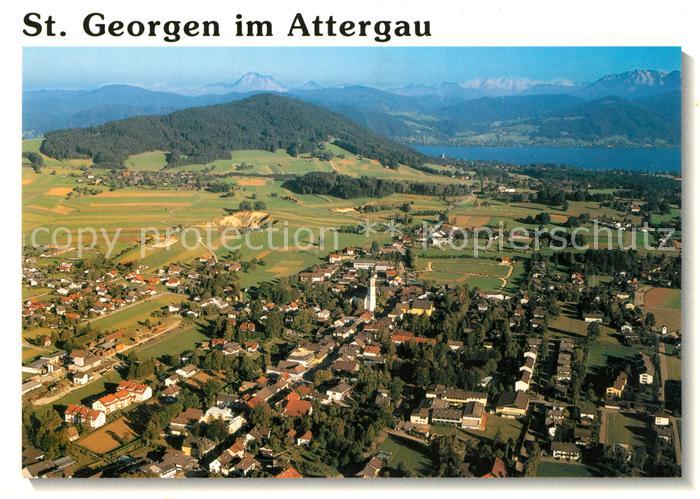 St Georgen Attergau Erholungsort Attersee Alpenpanorama Fliegeraufnahme