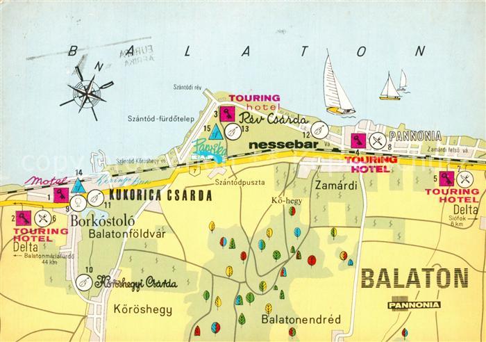 Balaton Plattensee uebersichtskarte Hotels Bars Restaurants am Plattensee
