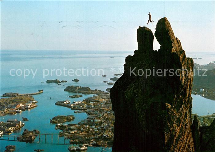 Klettern Bergsteigen Mountain Climber Mount Svolvaergeita Norway