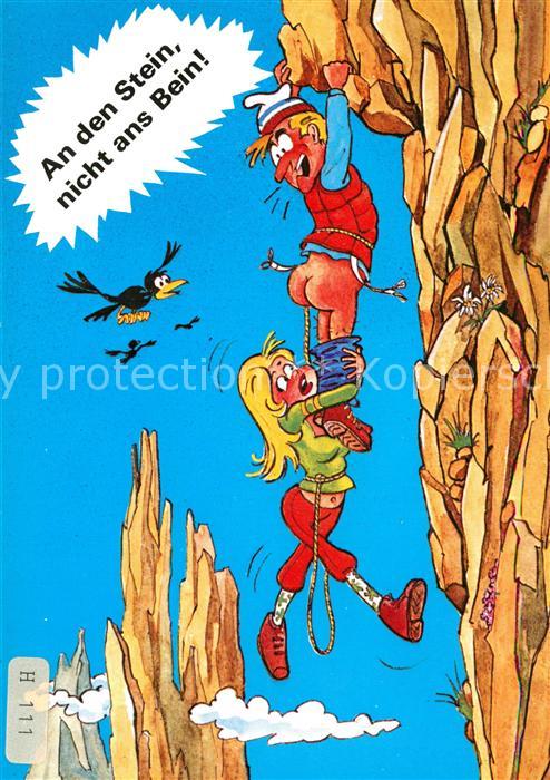 Bergsteigen Klettern Comic Humor Rabe