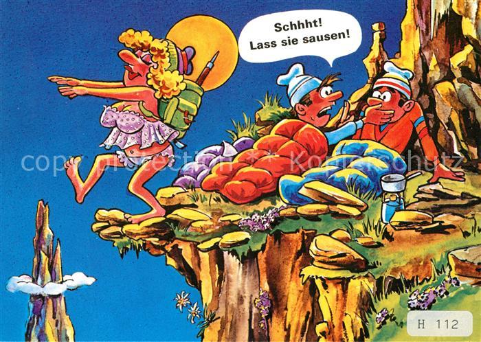 Bergsteigen Klettern Comic Humor Schlafwandlerin
