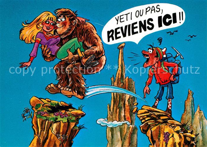 Bergsteigen Klettern Humor Comic Yeti Frau