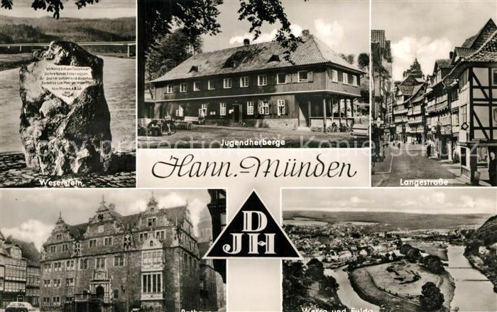 Hannoversch Muenden Weserstein Jugendherheberge Langestrasse Rathaus