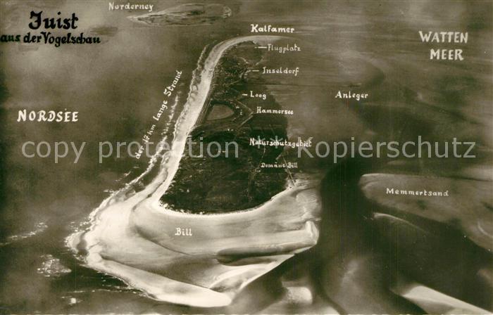 Juist Nordseebad Inselkarte aus der Vogelschau