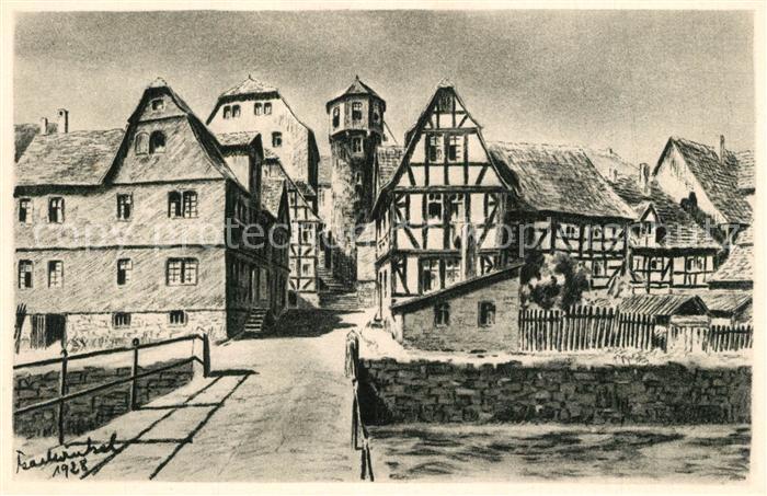 Lauterbach Hessen Ankerturm Kohlezeichnung