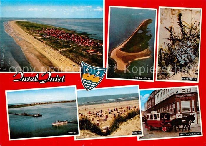 Insel Juist Fliegeraufnahme Insel Duenenflora Anleger Strand Pferde Omnibus