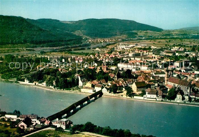 Saeckingen Rhein Fliegeraufnahme mit historischer Holzbruecke