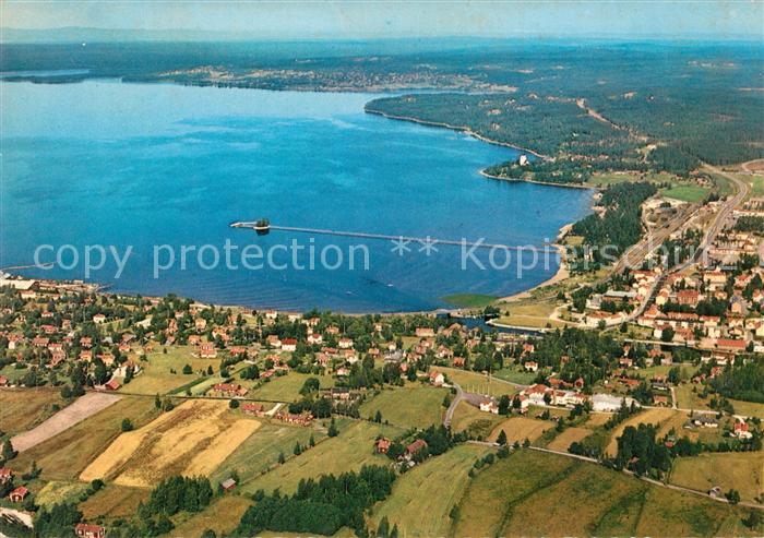 Dalarna Raettvig Flygbild over Lerdal del av samhaellet och Siljan