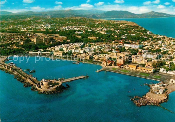 Rhodos Rhodes ?g?is Fliegeraufnahme mit Hafen