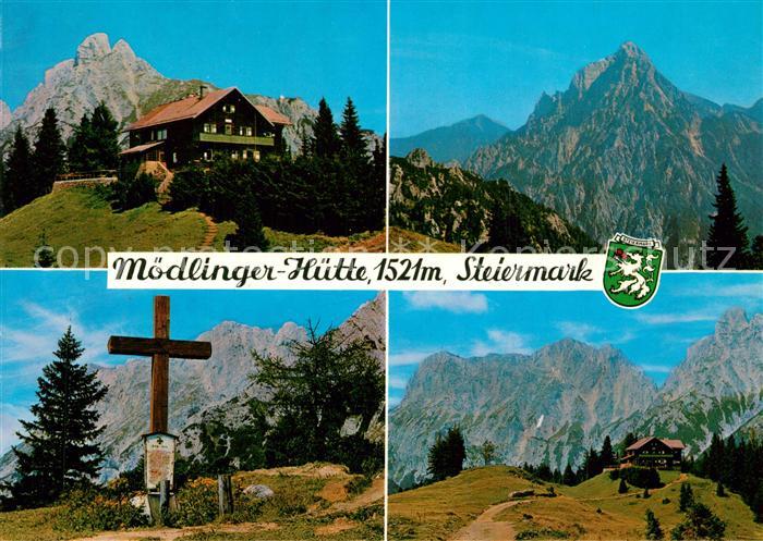 Moedlingerhuette mit Reichenstein oedstein Heidekreuz und Gesaeuseberge
