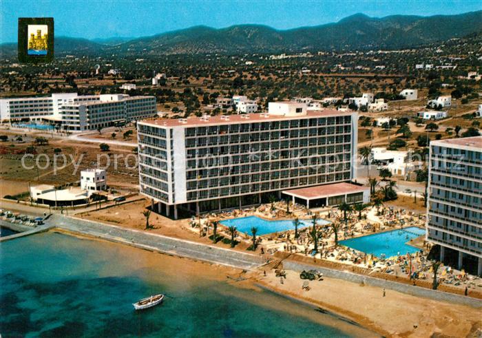 Ibiza Islas Baleares Playa del Rossa Hoteles Goleta Fliegeraufnahme