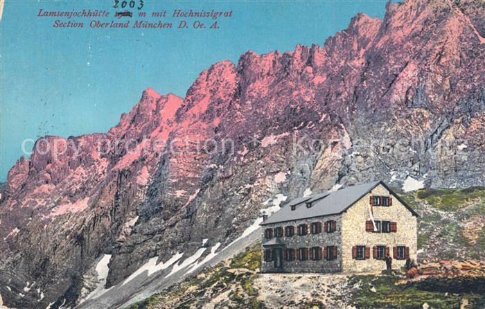 Lamsenjochhuette Berghuette mit Hochnisslgrat Karwendelgebirge Photochromiekarte