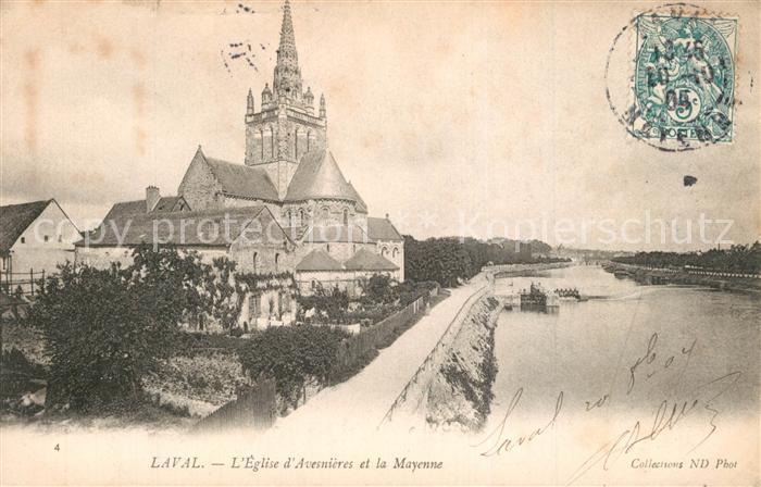 Laval Mayenne Eglise d_Avesnieres et la Mayenne