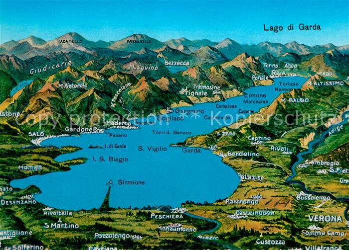 Gardasee Lago di Garda und Umgebung Alpenpanorama aus der Vogelperspektive