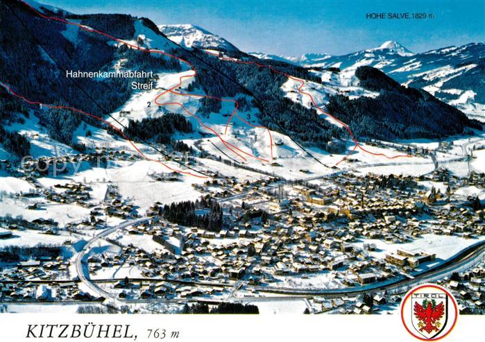 Kitzbuehel Tirol Wintersportplatz Hahnenkammabfahrt Streif Hohe Salve Fliegerauf