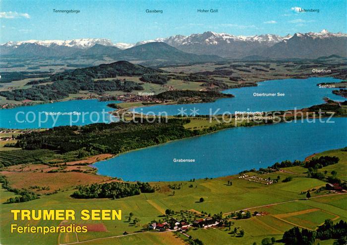 Obertrum See Ferienparadies Trumer Seen Alpenpanorama Fliegeraufnahme