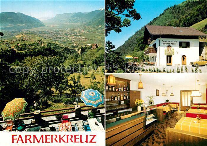 Dorf Tirol Pension Cafe Farmerkreuz Jausenstation Talblick