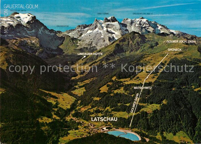 Latschau Tschagguns Gauertal Alpenpark Montafon Hauptkamm Raetikon Fliegeraufnah