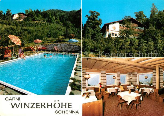 Schenna Meran Pension Winzerhoehe Gastraum Swimming Pool