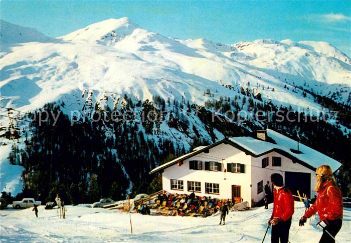Reschen See Tirol Schihaus Schoeneben Wintersportplatz Alpen