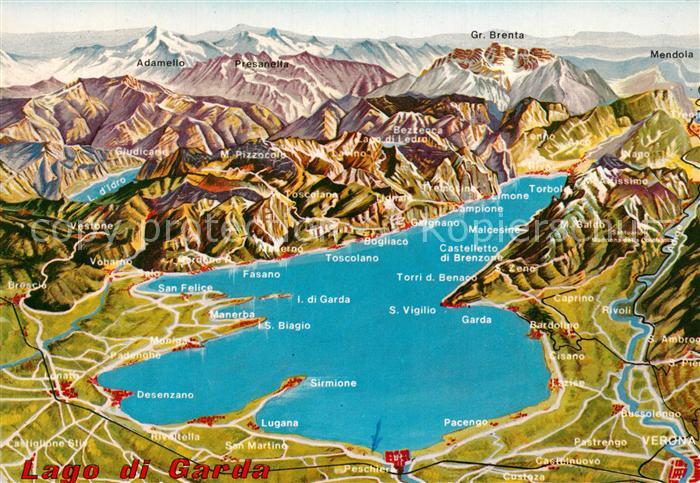 Gardasee Lago di Garda und Umgebung Alpenpanorama aus der Vogelperspektive