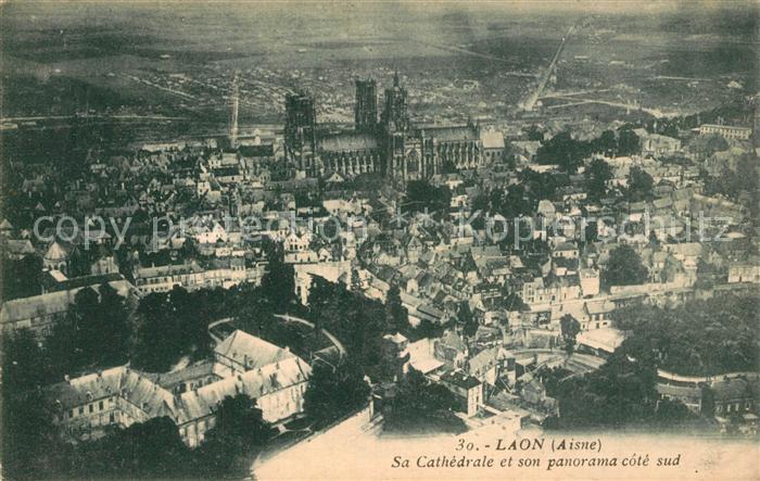 Laon Aisne Fliegeraufnahme Sa Cathedrale Panorama