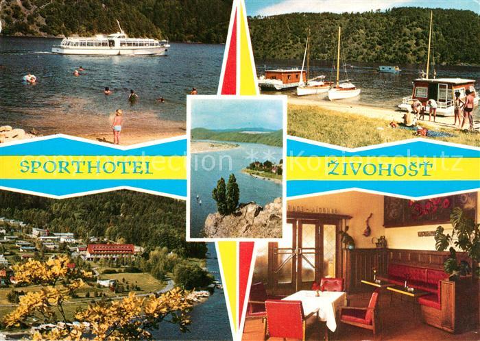 Slapske Jezero Sporthotel Zivohost Fahrgastschiff Hausboot Landschaftspanorama