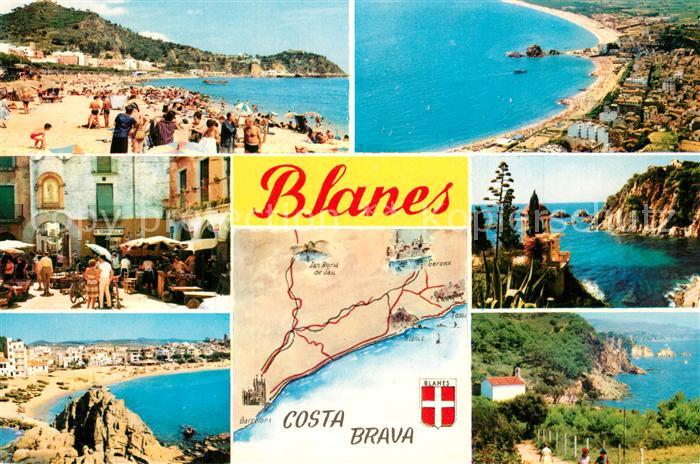 Blanes Panorama Strand Kueste Landkarte Ortsmotiv