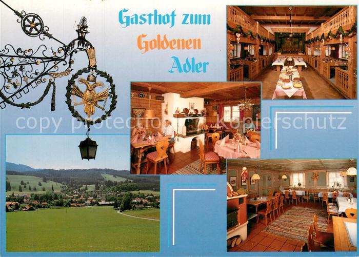 Weitnau Gasthof zum Goldenen Adler Restaurant Tuerschild Landschaftspanorama