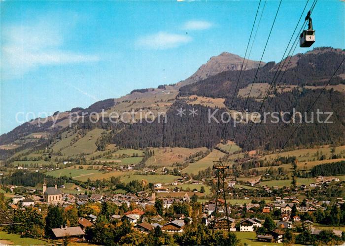Kitzbuehel Tirol Hahnenkamm Bergbahn gegen Kitzbueheler Horn