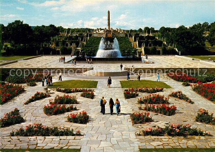 Oslo Norwegen Vigelandsparken Rosehaven Labyrintplassen og Fontenen