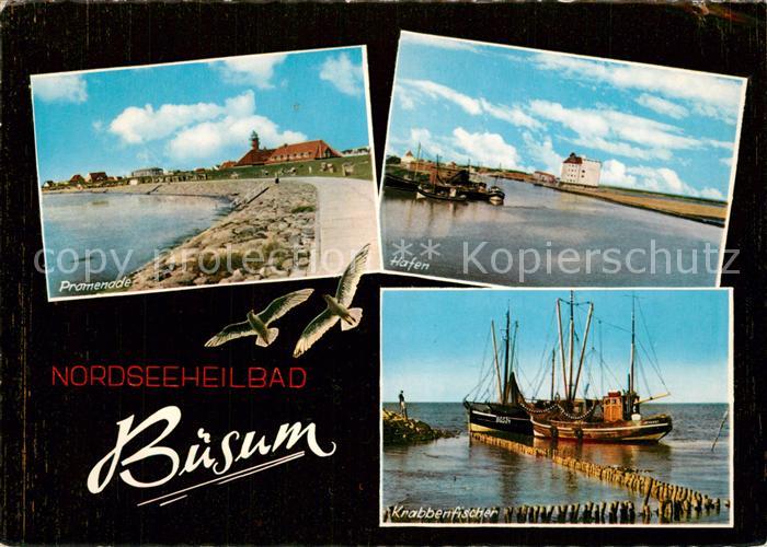 Buesum Nordseebad Promenade Hafen Krabbenfischer Fischerboot