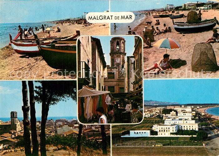 Malgrat de Mar Strand Fischerboote Stadtpanorama Markt Innenstadt