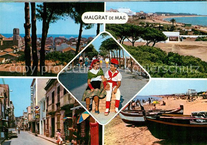 Malgrat de Mar Stadtpanorama Strand Kinder Trachten Strassenpartie