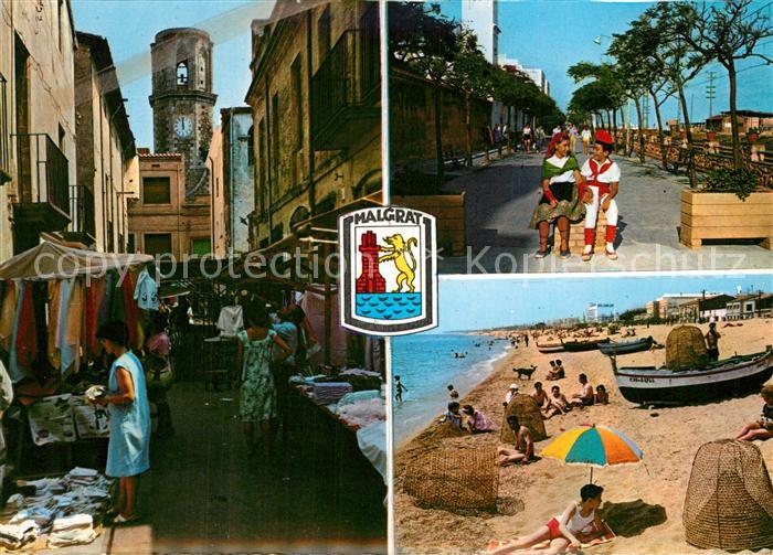 Malgrat de Mar Innenstadt Gasse Markt Promenade Kinder Trachten Strand