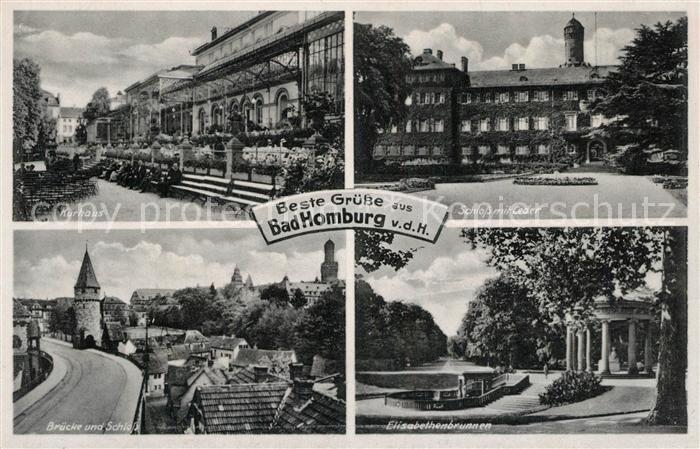 Bad Homburg Kurhaus Schloss mit Ceder Bruecke Elisabethenbrunnen