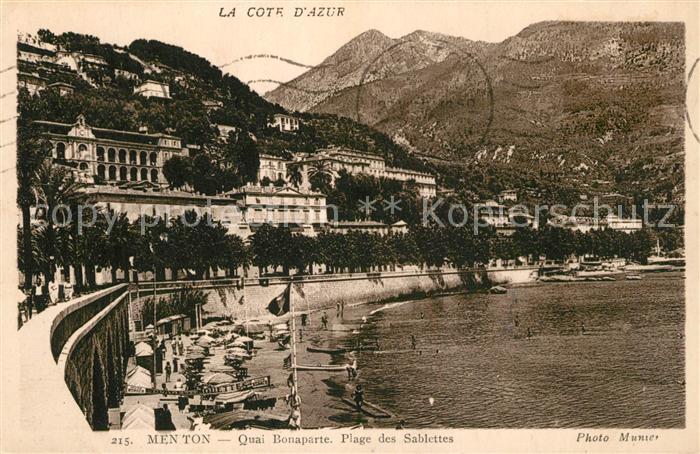 Menton Alpes Maritimes Quai Bonaparte Plage des Sablettes