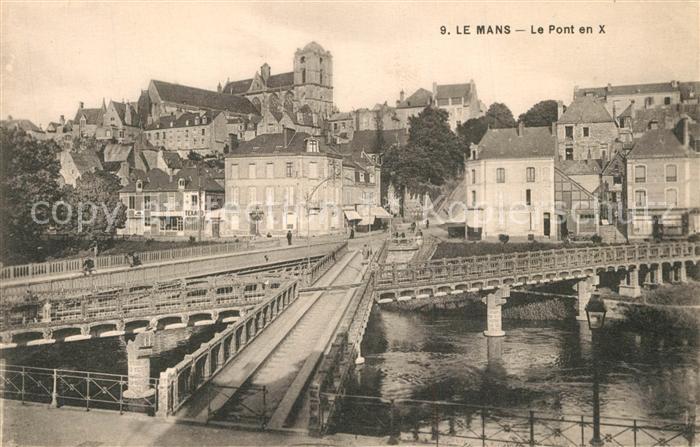 Le Mans Sarthe Le Pont en X la ville et Cathedrale