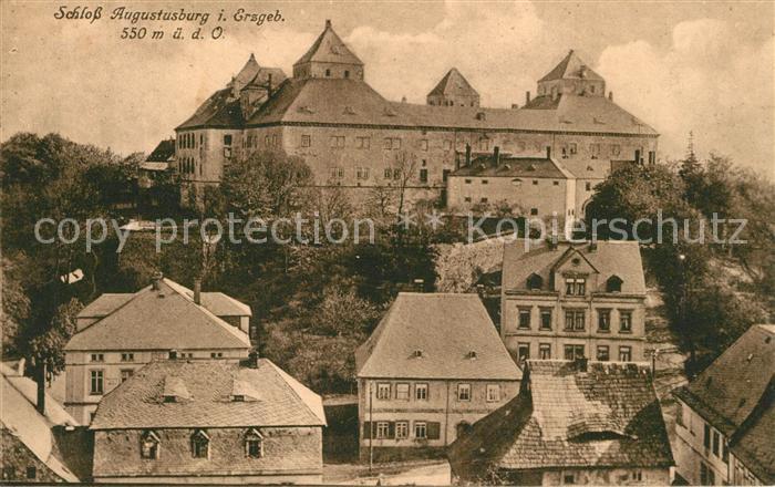 Augustusburg Ortsansicht mit Schloss