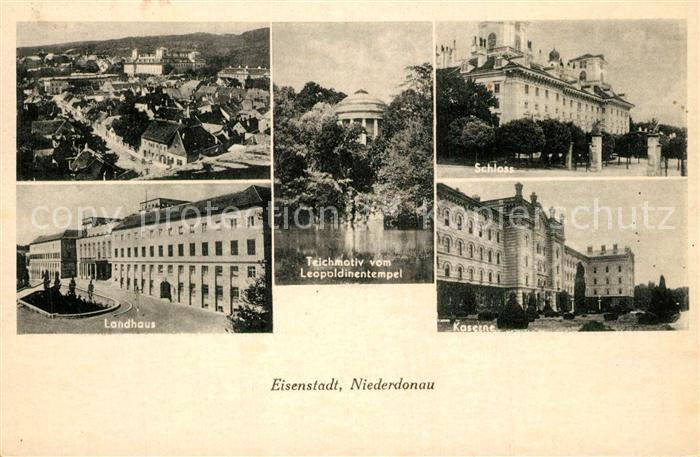 Eisenstadt Niederdonau Stadtpanorama Landhaus Teich Leopoldinentempel Schloss Ka
