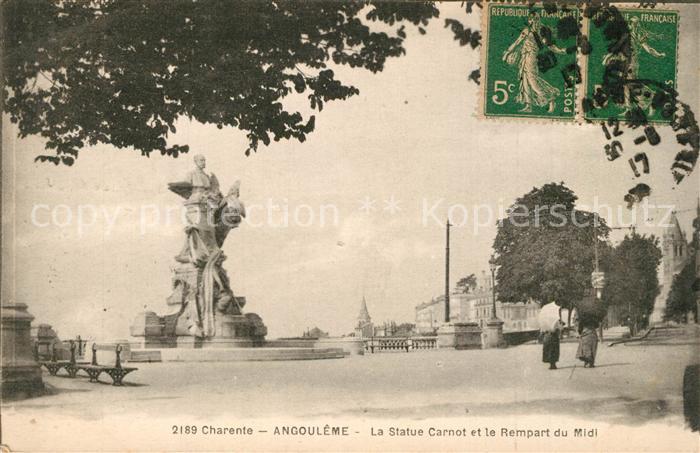 Angouleme Statue Carnot et le Rempart du Midi