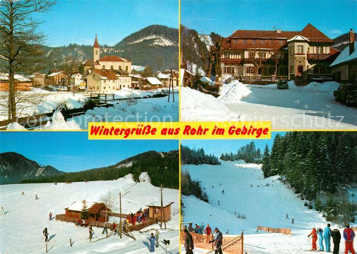 Rohr Gebirge Hotel Kaiser Franz Josef Ortsmotiv mit Kirche Grieshof Skilifte
