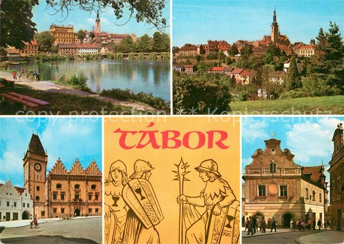 Tabor Czechia Pohled pres Jordan Celkovy pohled Goticka radnice Domy na Zizkove