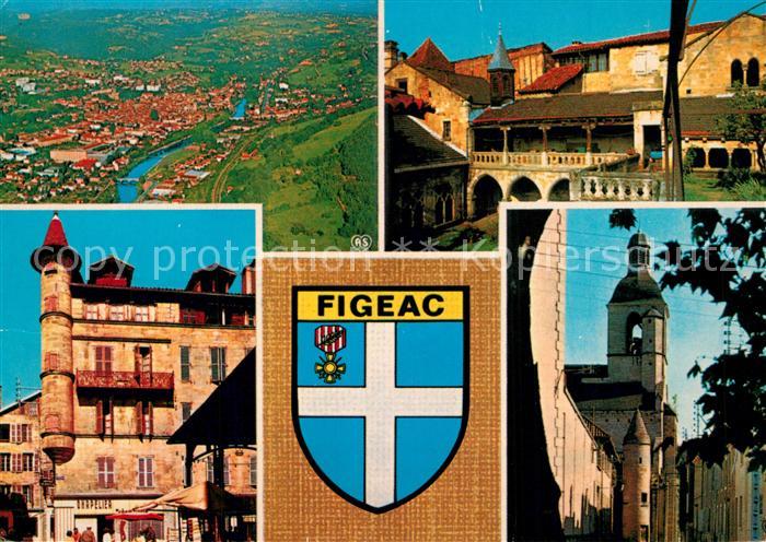 Figeac Vue generale aerienne Hotel du Viguier Maison Sisteron ND du Puy college