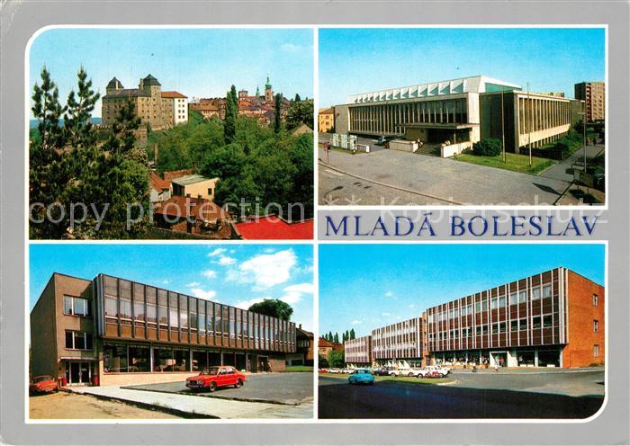 Mlada Boleslav Jungbunzlau Panorama mesta s hradem Dum kultury ROH Aznp Autosalo