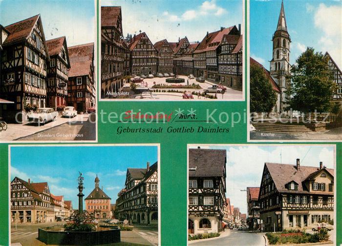 Schorndorf Wuerttemberg Geburtsstadt Gottlieb Daimler Brunnen Fachwerkhaeuser