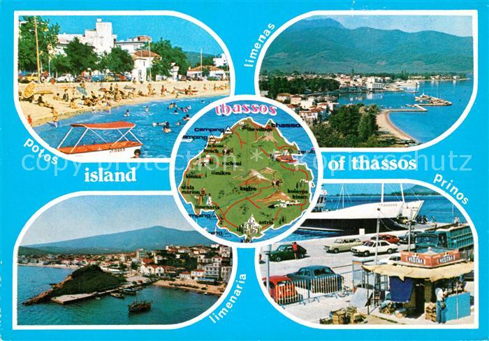 Thassos Strand Hafen Panoramakarte